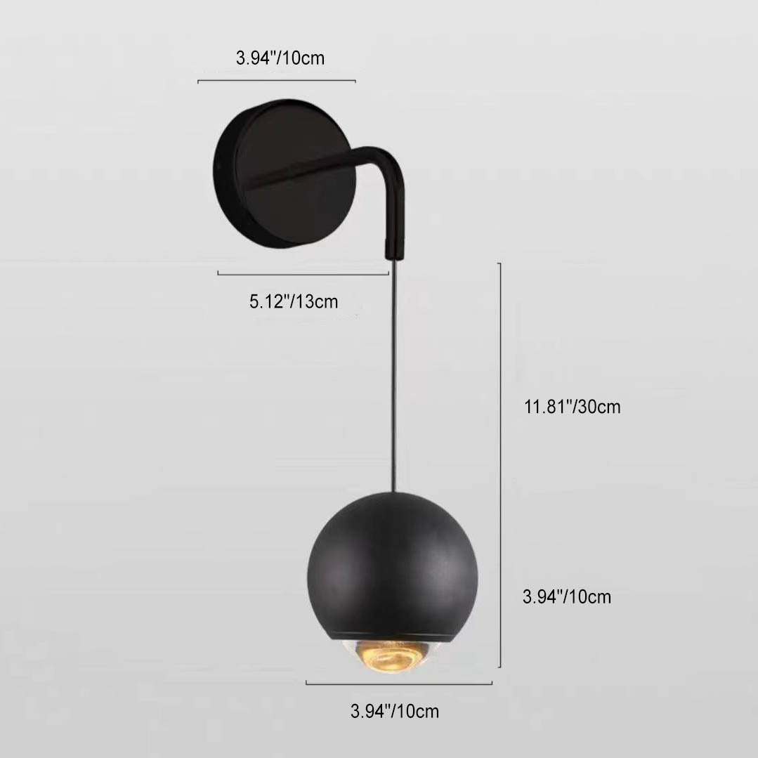 Modern Minimalist Round Ball Aluminum Glass LED Wall Sconce Lamp For Bedroom