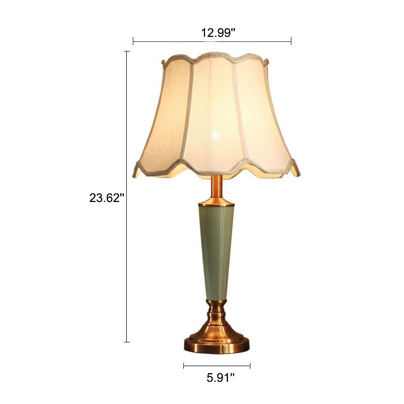 Vintage Fabric Tower Base Ceramic 1-Light Table Lamp