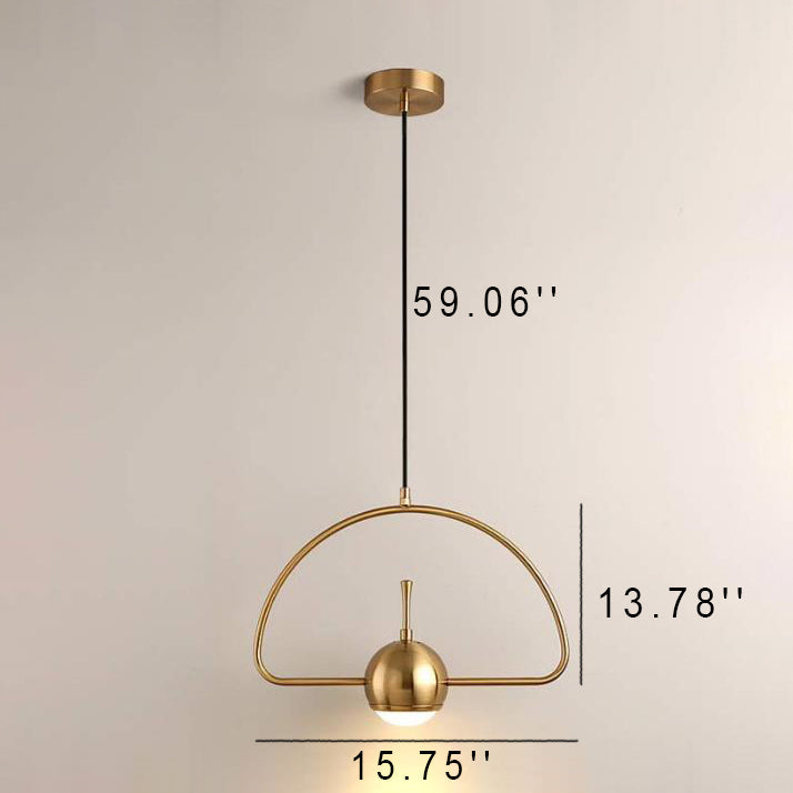 مصباح معلق LED بحلقة حديدية ذهبية من Nordic Creative مزود بمصباح واحد
