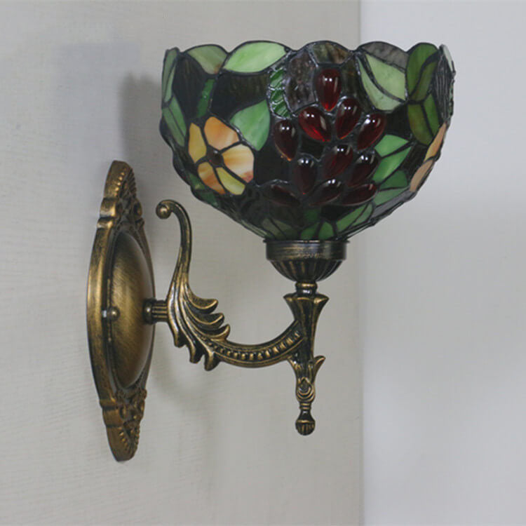 Tiffany Stained Glass Grape 1-Light Wall Sconce Lamp