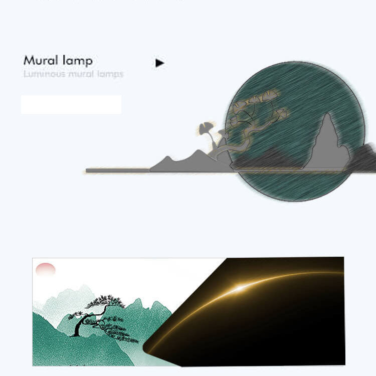 モダンランドスケープメタルレザーラウンドLED装飾壁画ランプ