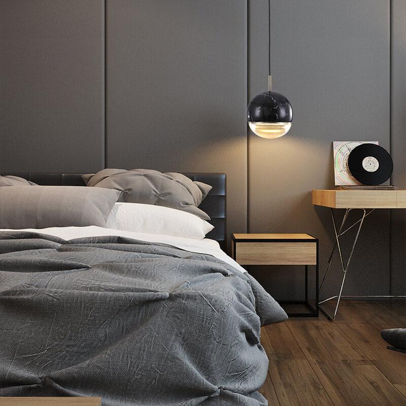 Modern Spherical Marble 1-Light LED Pendant Light