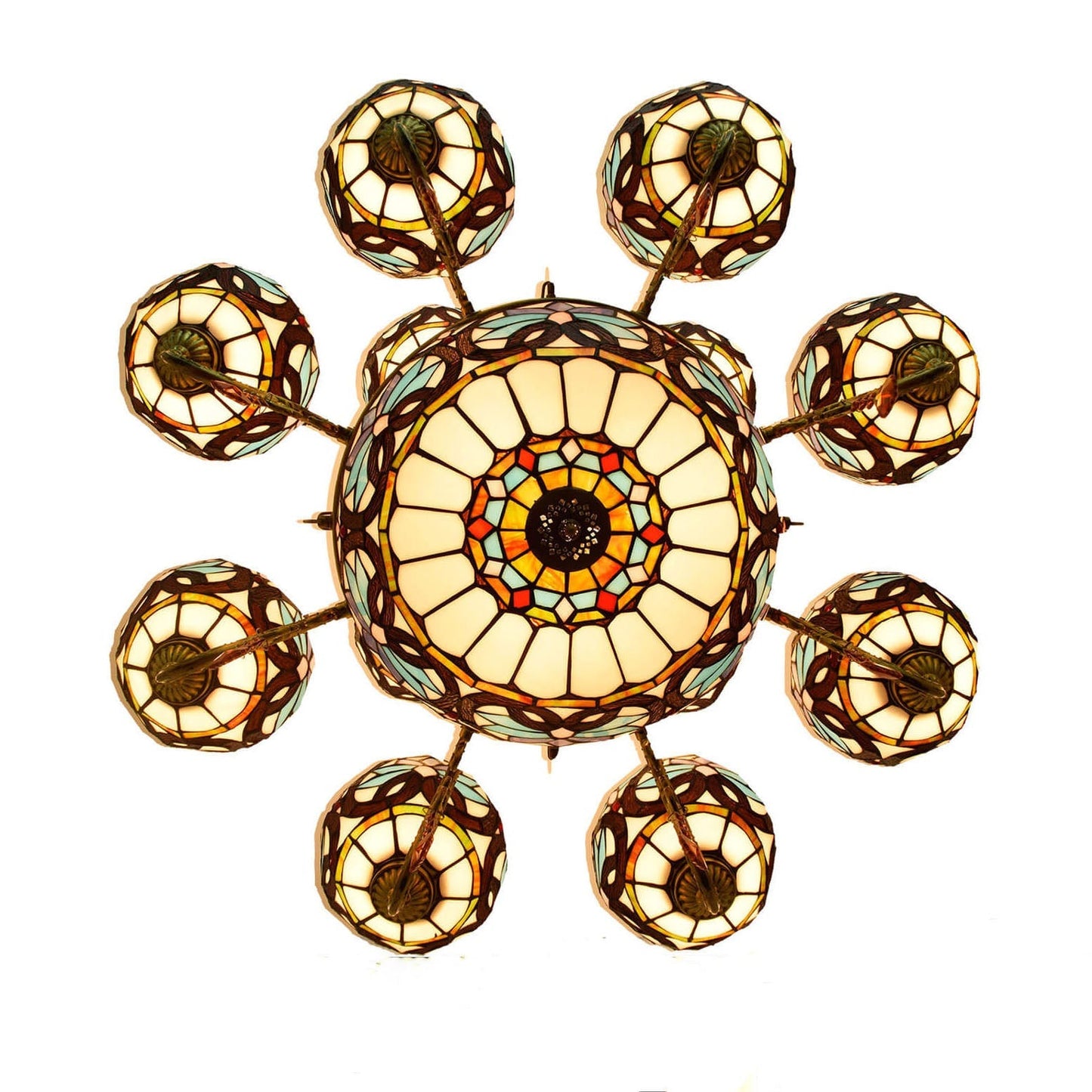 European Style Tiffany Love Baroque Stained Glass 15-Light Chandelier