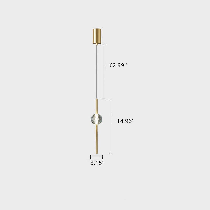 Modern Simple Copper Glass Ball Tube 1/2 Light Pendant Light