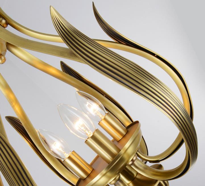 Modern Luxury Brass Oval Lantern 3-Light Chandelier