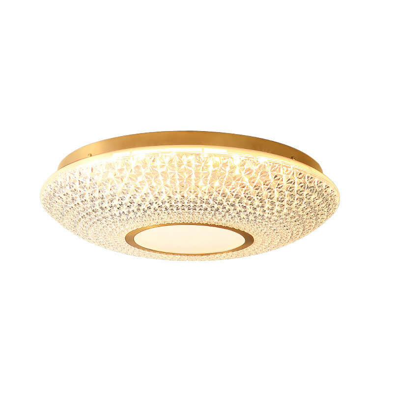 Modern Luxury Round Bowl Shaped Brass LED Flush Mount Ceiling Light