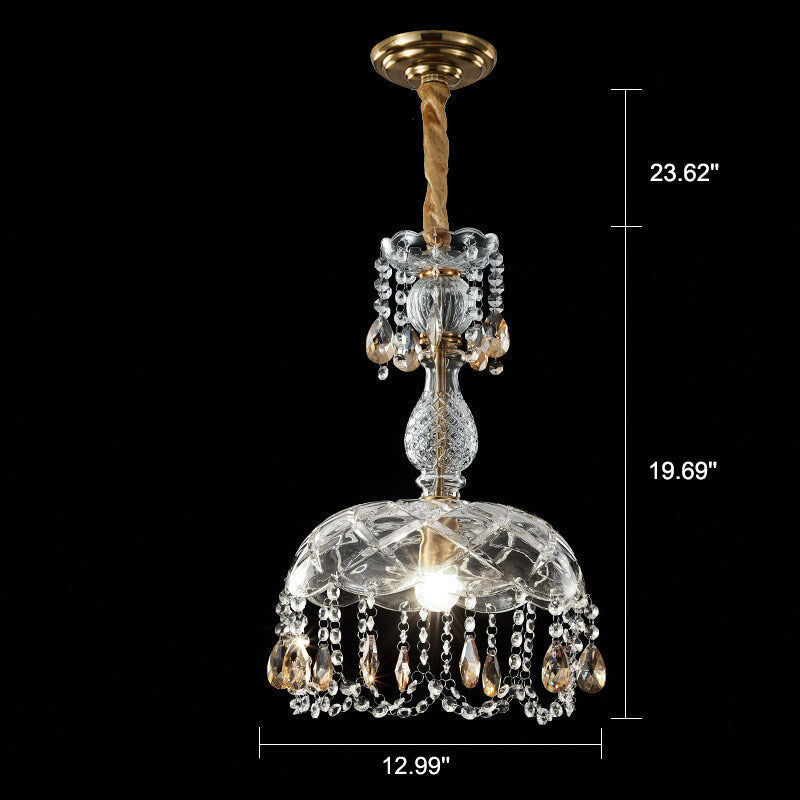 Modern Luxury Crystal Hanging Dome 1-Light Pendant Light