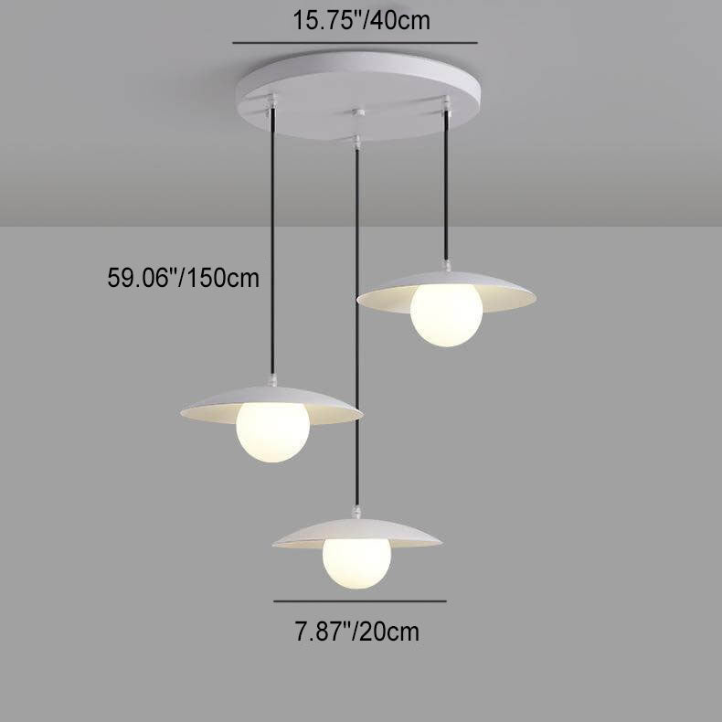 Modern Minimalist Pure White Glass Iron 3-Light Island Light Chandelier