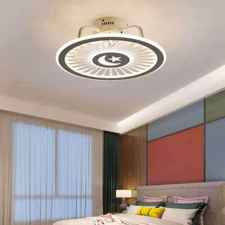 Modern Clear Acrylic LED Flush Mount Ceiling Fan Light