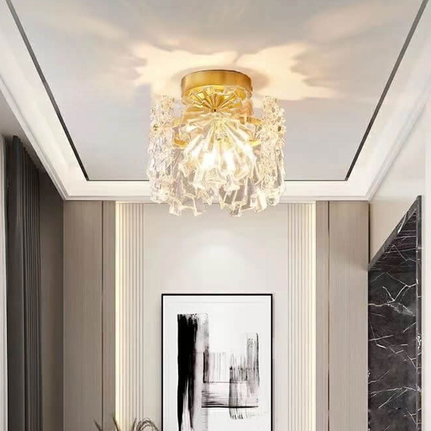 Modern Minimalist Glass 1- Light Flush Mount Ceiling Light