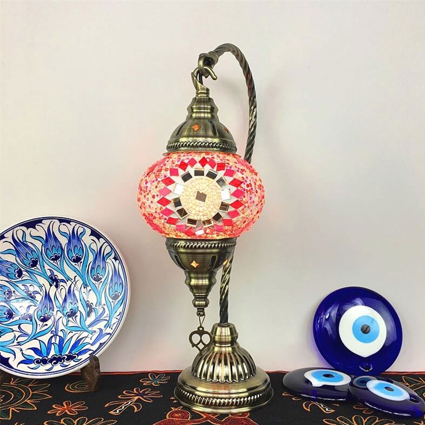 Vintage Stained Glass Turkish Style LED Table Lamp