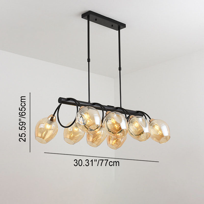 Nordic Light Luxury Gradient Glass Linear 6/8/10 Light Island Light Chandelier