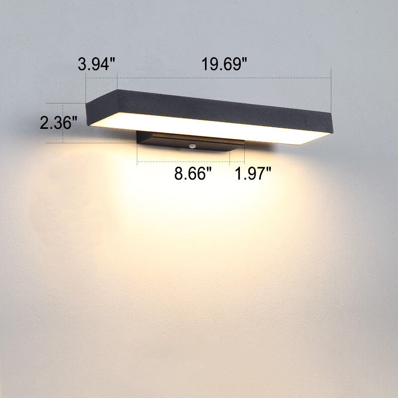 Modern Minimalist Rectangular Flat LED Sensor Outdoor Waterproof Wall Sconce Lamp