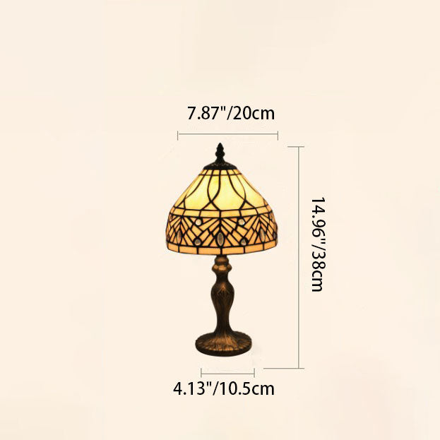Traditional Tiffany Resin Glass Umbrella Shape 1-Light Table Lamp For Bedroom