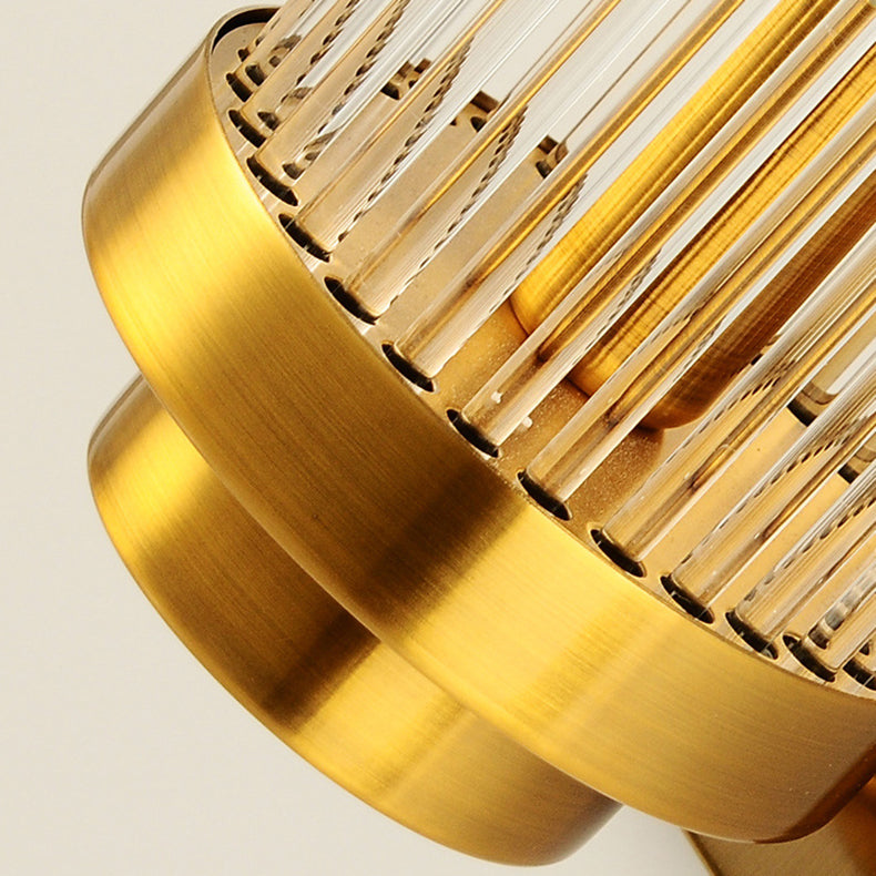 مصباح حائطي معاصر على شكل عمود من الكريستال المعدني المقاوم للصدأ بتصميم نورديك، مزود بمصباحين للمدخل