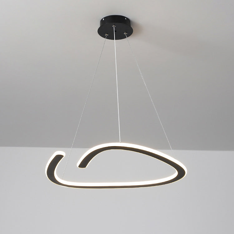 Modern Minimalist Iron Silica Round Strip LED Chandeliers For Dining Room