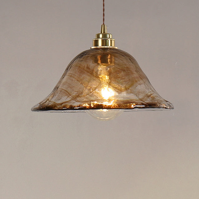 Vintage Amber Glass 1-Light Pendant Light