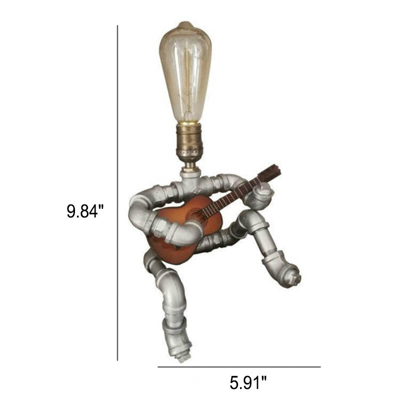 Industrial Plumbing Guitar Robot 1-Light Table Lamp