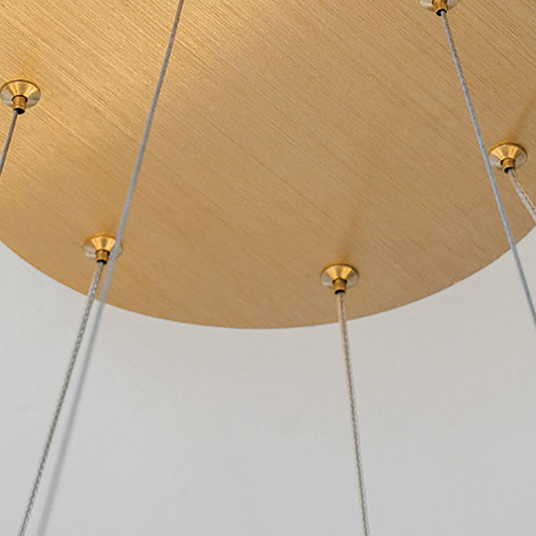 Modern Art Deco Acrylic Petal Interweaving Ring Aluminum LED Pendant Light For Living Room