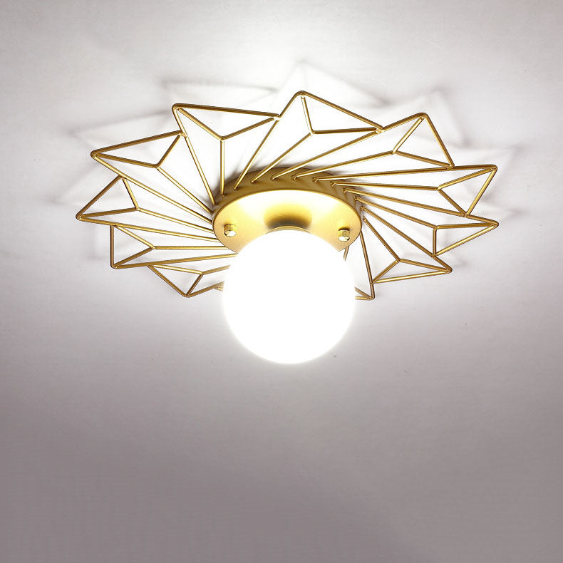 Nordic Light Luxury Sunflower Windmill Hardware Glass 1-Light Semi-Flush Mount Light