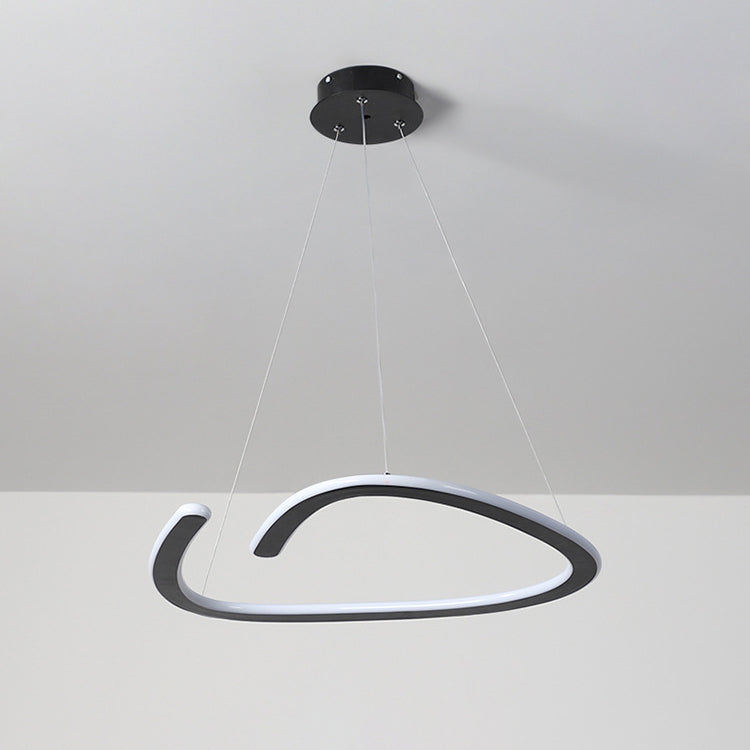 Modern Minimalist Iron Silica Round Strip LED Chandeliers For Dining Room