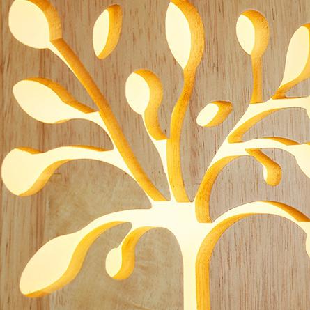 Modern Creative Solid Wood Happy Tree & Antler Pattern LED Wall Sconce Lamp