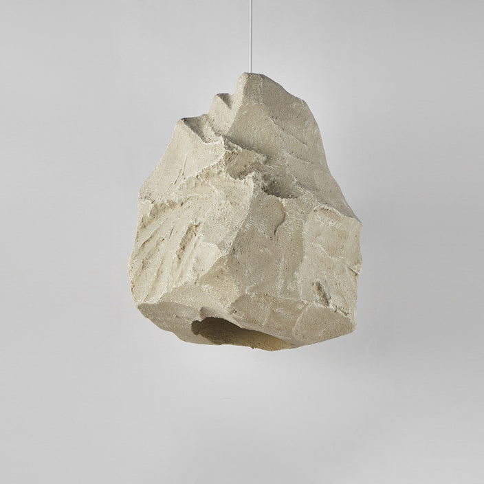 Contemporary Scandinavian Faux Rock Geometric Handmade Sculpture 1-Light Pendant Light For Dining Room