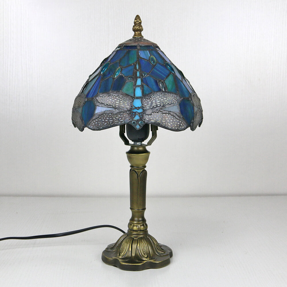 Tiffany Decorative Flower Umbrella Rose Alloy Stained Glass 1-Light Table Lamp