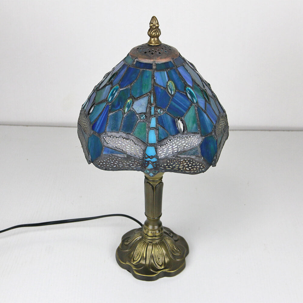 Tiffany Decorative Flower Umbrella Rose Alloy Stained Glass 1-Light Table Lamp