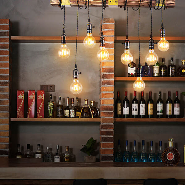 Contemporary Industrial Iron Pine Long Strips 8-Light Island Light Chandelier For Dining Room