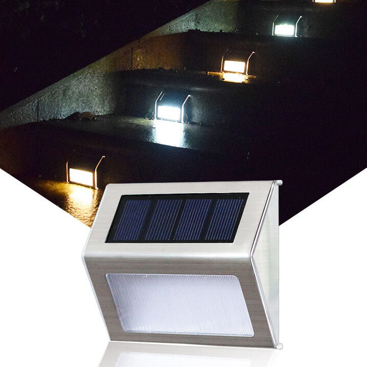 Simple Solar Stainless Steel 3 LED Outdoor Garden Step Light