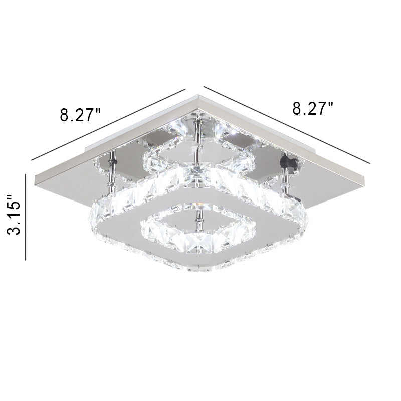 Minimalist Crystal Square LED Flush Mount Ceiling Light