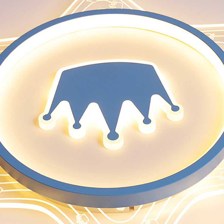 مصباح سقف LED دائري من الأكريليك على شكل تاج من الحديد المطاوع بتصميم عصري لغرفة المعيشة