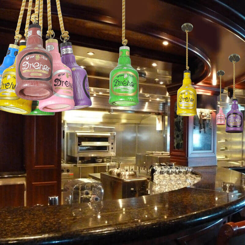Contemporary Industrial Colorful Bottle Resin 1-Light Pendant Light