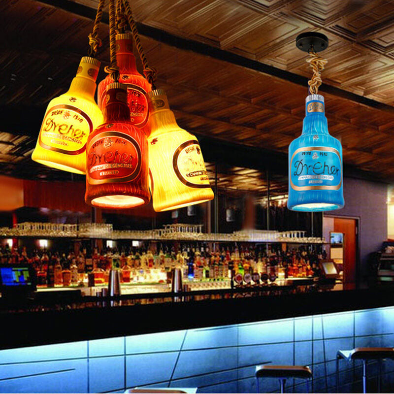 Contemporary Industrial Colorful Bottle Resin 1-Light Pendant Light