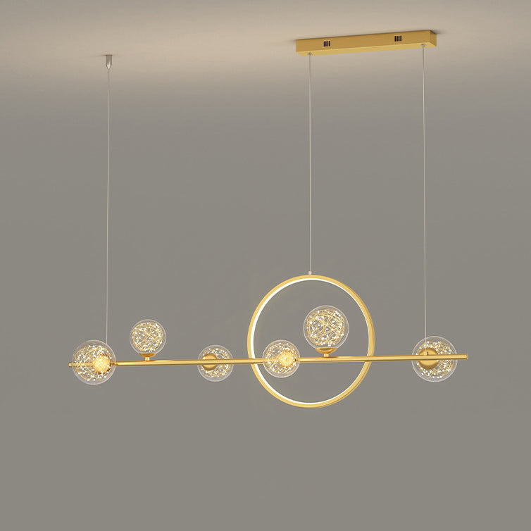ثريا جزيرة LED دائرية طويلة من السيليكون والزجاج بتصميم عصري بسيط لغرفة الطعام