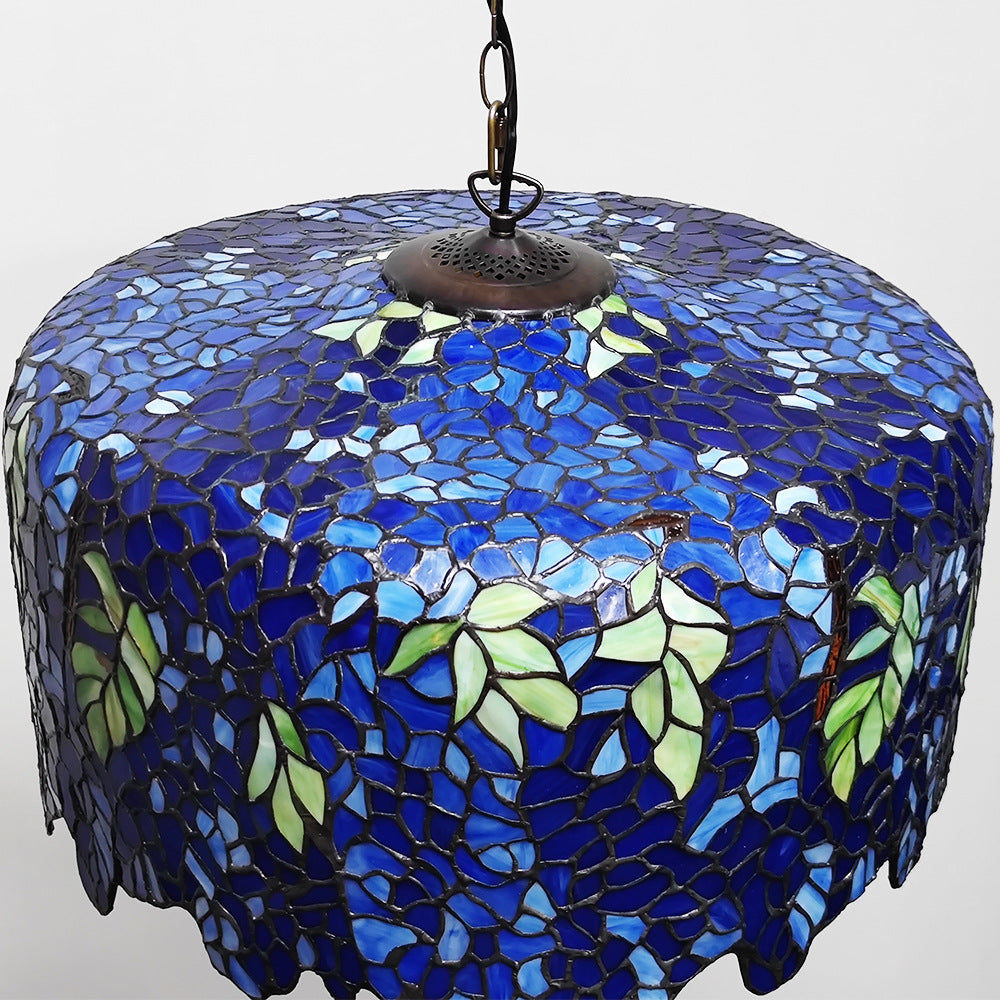 European Style Tiffany Dome Stained Glass Dragonfly Flower 2-Light Chandelier