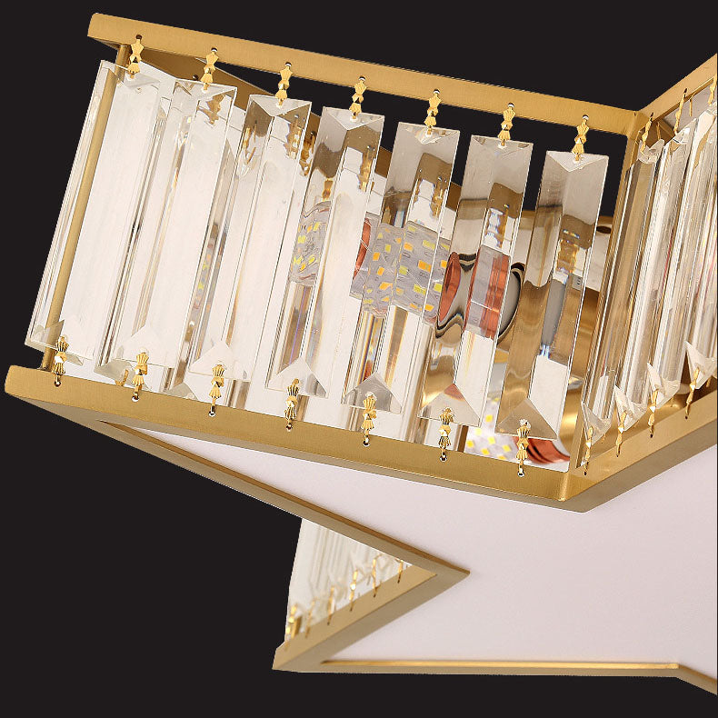 Modern Luxury Crystal Gold Geometric Shape 4/5 Light Semi- Flush Mount Ceiling Light
