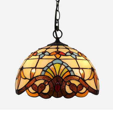 Tiffany Stained Glass 1-Light Bowl Shape Pendant Light