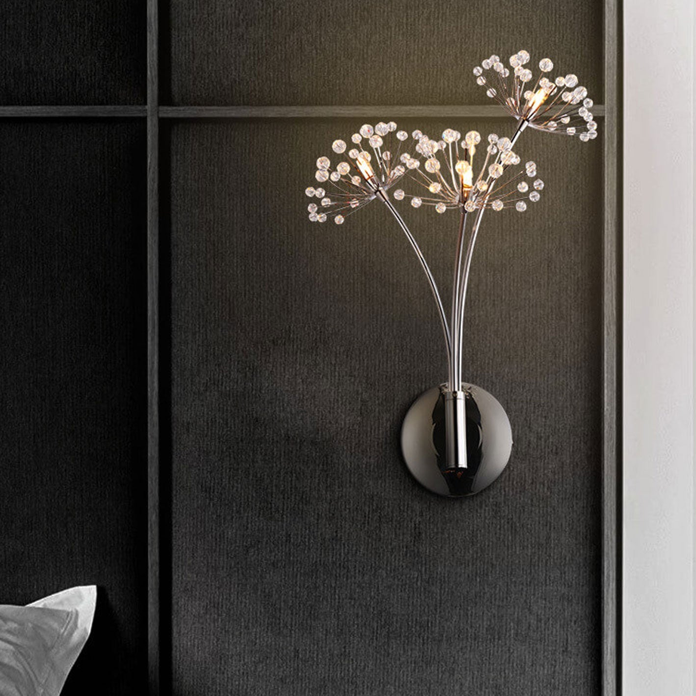 Modern Light Luxury Crystal Dandelion 3-Light Wall Sconce Lamp