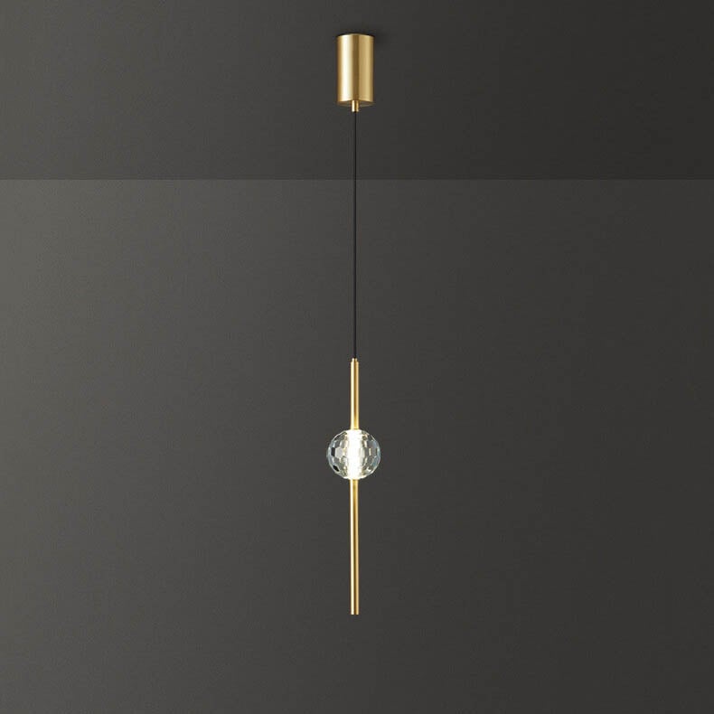 Modern Simple Copper Glass Ball Tube 1/2 Light Pendant Light