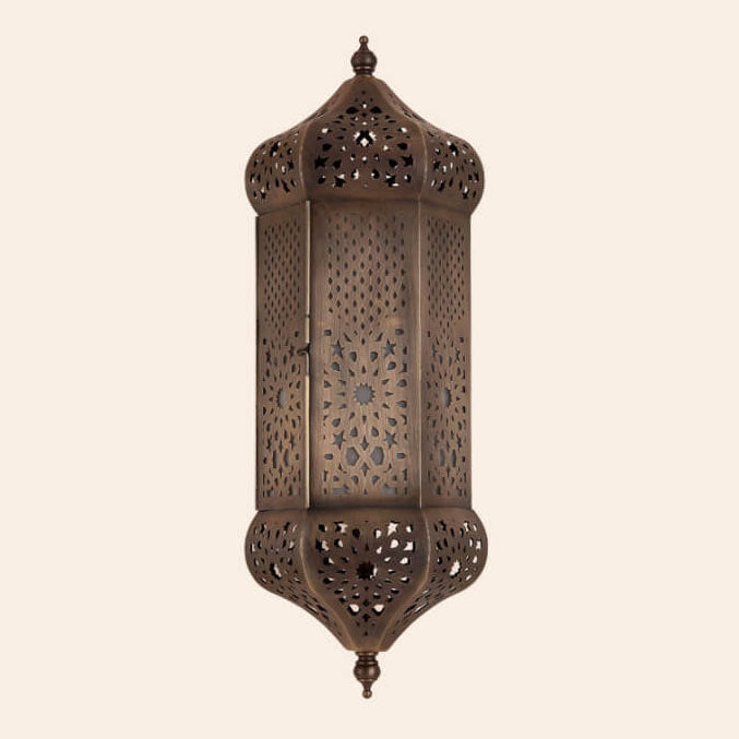 Retro Hollowed Column Copper Moroccan 1-Light Wall Sconce Lamp