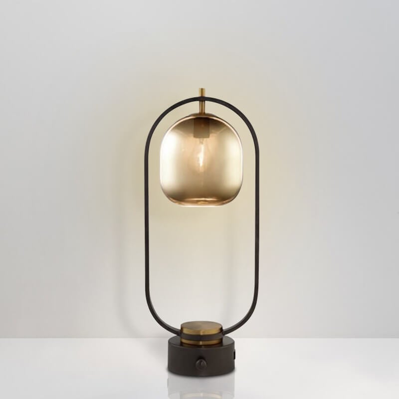 Modern Amber Glass Ring 1-Light Table Lamp