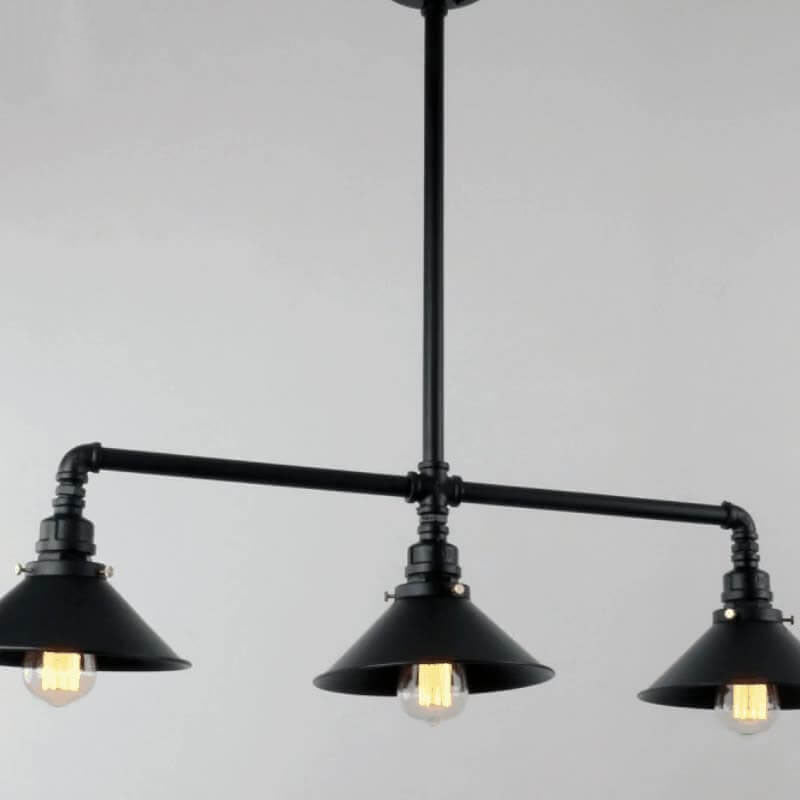 Vintage Industrial Water Pipe Pot Lid Shade 3-Light Chandelier