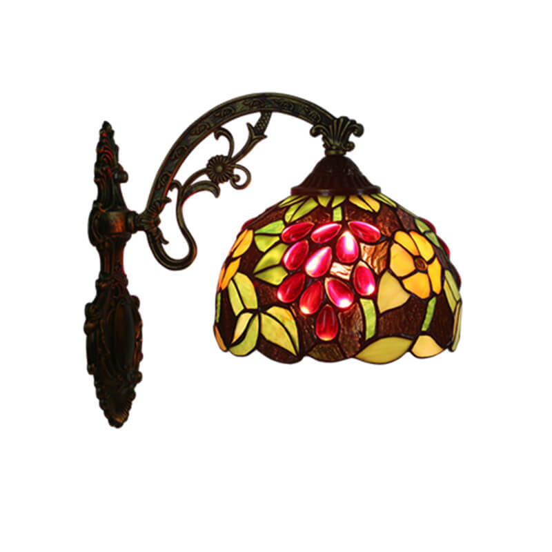 Tiffany Stained Glass Grape 1-Light Wall Sconce Lamp