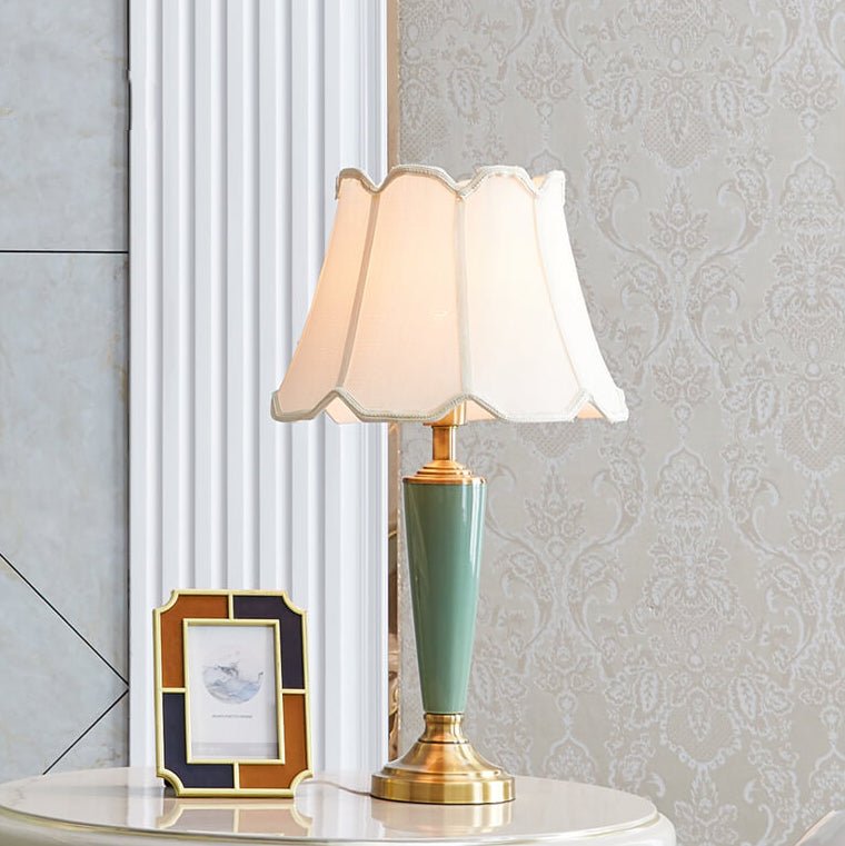Vintage Fabric Tower Base Ceramic 1-Light Table Lamp