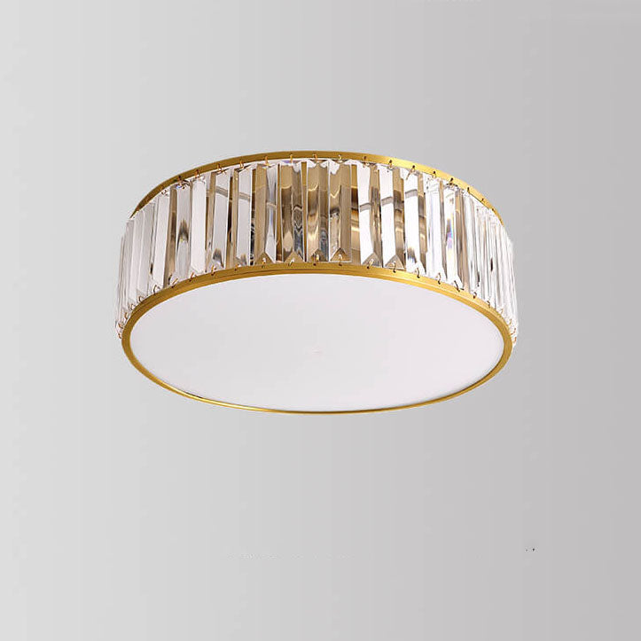Modern Iron Crystal Round 3/4/5 Light Flush Mount Ceiling Light