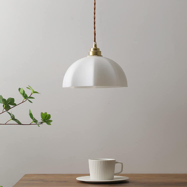 Minimalist Japanese Glass Dome 1-Light Pendant Light