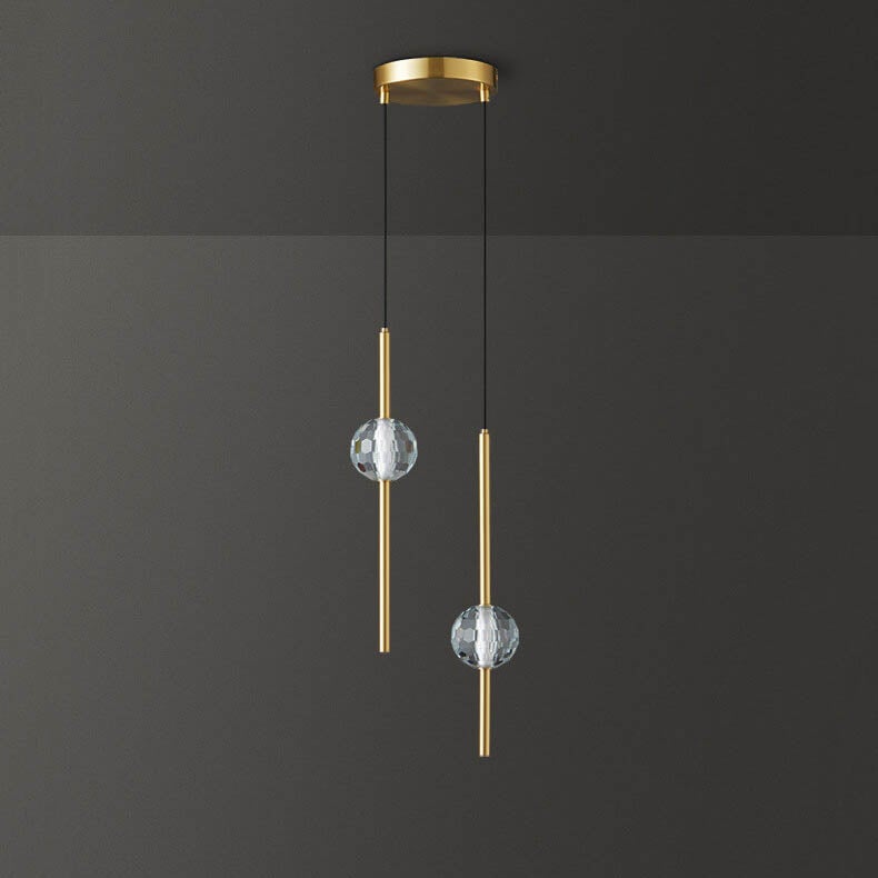 Modern Simple Copper Glass Ball Tube 1/2 Light Pendant Light
