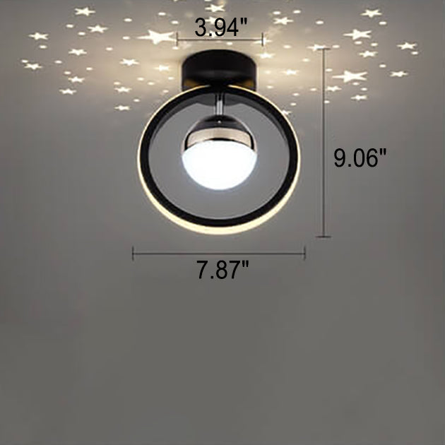 Modern Creative Square Round Acrylic Iron LED Semi-Flush Mount Light